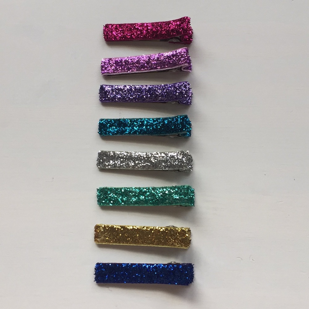 Set of 8 Glitter Hair Clips